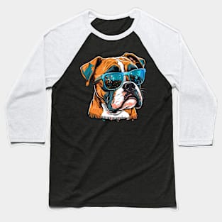 Boxer with Sunglasses Baseball T-Shirt